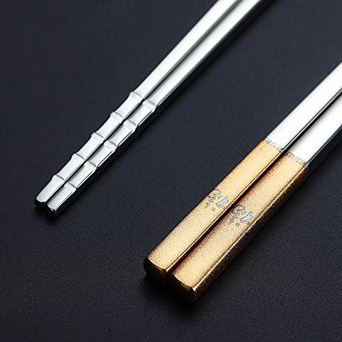 Set de baguettes-10 paires-Baguettes en acier inoxydable de qualité supérieure-Baguettes idéales pour les plats de la cuisine asiatique-Inox 304-Tête carrée antidérapante (passe au lave-vaisselle)-A