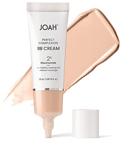 JOAH Beauty Perfect Complexion BB Cream with Hyaluronic Acid and Niaciminade, Korean Makeup with Medium Buildable Coverage, Evens Skin Tone, Lightweight, Semi Matte Finish, Fair with Cool Undertones