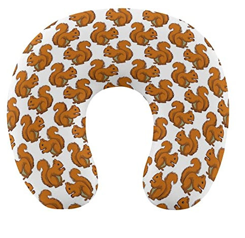 DJNGN Eichhörnchen-Kissen, Reise-Nackenkissen aus Memory-Schaum, U-förmig, zur Unterstützung des Kopfes und des Nackens