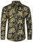 HISDERN Herren Satinhemden Langarm Gold Federdruck Glänzendes Hemd Lässige Mode Luxus Blumenhemden Gold Schwarz M