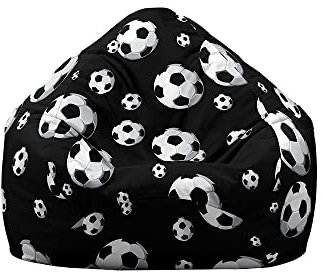 Treer Bean Bag Covers without Filling, Large Beanbag Chair Cover for Kids Adult, 3D Football Printed Bean Bag Chair Sofa Cover with Zipper, Stuffed Toys Storage, Organizer (90x110cm,Football 6)