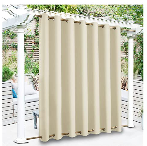RevLie 1 Paneele, Outdoor-Vorhäng wasserdichte Außenvorhänge für Terrasse, Wärmeisolierte Leinenvorhänge, Sonnenschutz für Veranda, Pavillons, Jalousien, Pergola-Vorhänge Beige,242 * 213cm（W*H）