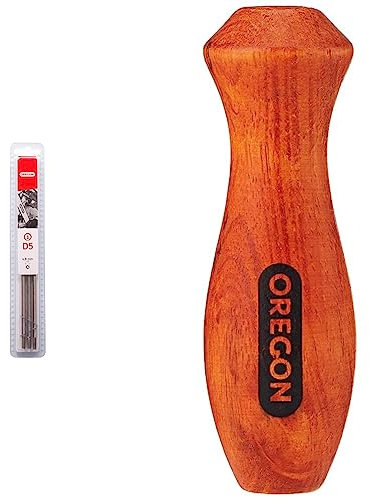 Oregon Q70508C Pack de 3 Limes rondes,4,8 mm,Multicolore & 534370 Poignée de lime en bois pour tronçonneuse