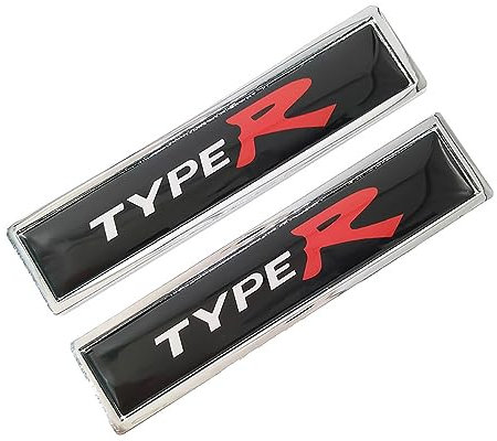PartyUnix 3D Metall Embleme Sticker Auto Körper KofferraumtüR Chrom Abzeichen Dekoration für Type R ufkleber Logo