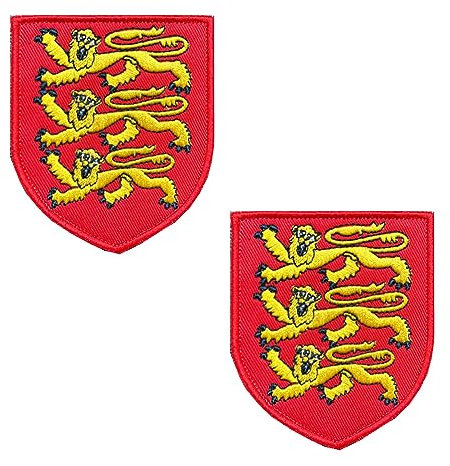 2 Stück UK England Königliches Armee Wappen Britischer Löwe Schild Flicken Bestickter Aufnäher Patch für Rucksäcke Kleidung Taschen Uniform Weste Jersey