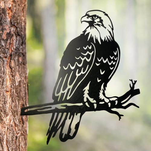 OULYDEKO Weißkopfseeadler Metall Vogel Hof Kunst Outdoor Baum Dekor Adler Statue Geschenk für Männer