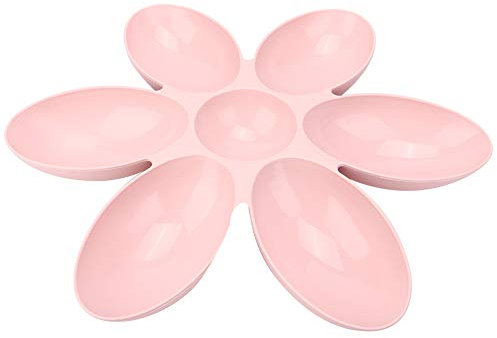 Bols d'eau de Nourriture pour Chat Mangeoire en Plastique pour Animaux de Compagnie Mangeoire Multiple pour Chat en Forme de Fleur 6 Bols Plat d'alimentation pour Animaux de Compagnie 6 Repas(Rose)