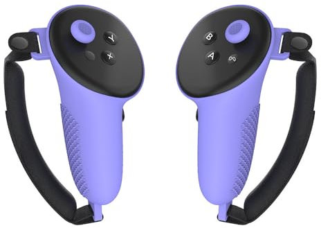 Copertura delle impugnature del controller per Quest 3, copertura delle impugnature del controller VR in silicone, protezione della pelle del joystick per Meta Quest 3 (Viola)