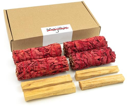 Majillux 4 Drachenblut und 4 Palo Santo zum Räuchern 100% Natur, Reinigung und Energetischer Schutz (4 Drachenblut + 4 Palo Santo)