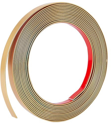 GORGECRAFT 5mX10mm Moulure Murale Flexible Bande Décorative Auto-Adhésive Autocollants de Bordure de Miroir Doré pour Panneau de Sol Bord D'Armoire Cadre de Garde-Robe Ruban D'Étanchéité Décor