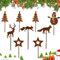 9PCS Garten Roststecker Metall Adventskranz Rost Dekostecker Winterwald Rost Gartendeko Stecker Rostoptik Gartenstecker Garten Metallstecker zum Advent Weihnachten Deko,Gartenstecker Weihnachten