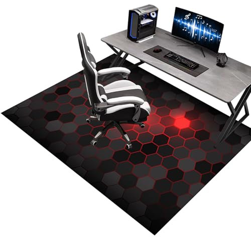 Alfombra Silla Gaming 150 x 180 cm, Alfombrilla para Silla de Oficina, Protector Suelo Silla Ruedas, Alfombra para protección de Suelos Duros, Antideslizante Tapete de Protección de Madera/baldosas