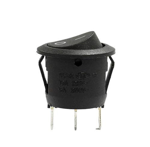 FANNIXI Interruptores basculantes Redondos pequeños de 2 Pines ON-Off, Interruptor basculante de botón Negro, Redondo, Negro(Red Button)