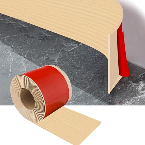 Plinthe Souple Autoadhésive, 5M Corniere PVC 10cm x 1mm, Plinthe Cuisine, Plinthe PVC pour Salles de Bain, Pièces à Vivre (Veinage du Bois de Chêne Blanc)