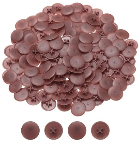 QUARKZMAN Cache-Vis, 108 Pièces 17mm - Cache-Écrou à Vis en Plastique Auto-Verrouillant, Cache-Vis Décoratif pour Écrou de Fixation à Came Phillips, Vis Autotaraudeuses, Marron Foncé