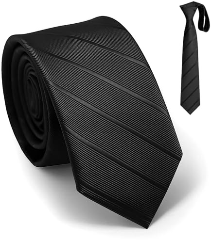 ZWWOGE Krawatte Schwarz Herren Krawatten,Vorgebundene verstellbare Krawatten mit Reißverschluss,Schwarze Krawatte Herren elegante Hochzeitskrawatten für Büro oder Feiertagsveranstaltungen
