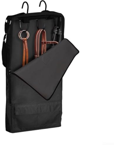 UTTASU Zaumzeugtasche, Aufbewahrungstasche für Pferde mit 3 Haken zur Aufbewahrung von Pferdezaumzeug, geräumige Reitausrüstung, tragbar und Design für Pferdebesitzer (schwarz)