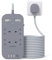 Gray Extension Lead 5M, HANYCONY 4 Way Surge Protected Power Strip with USB C Slots, Extension Cable with Double Switches, Plug Extension Socket 5M Braided Extension Cord for Home Office Accessories