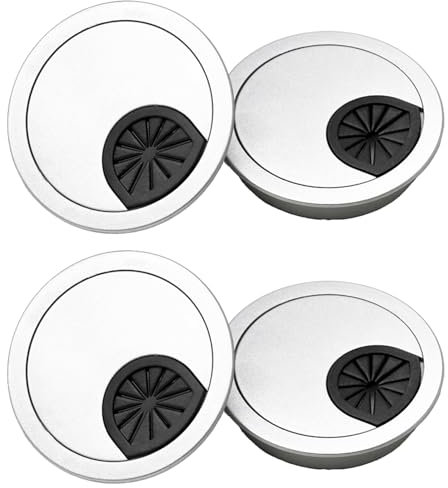 Lot de 4 Passe Cable Bureau,60mm Cache Cable Bureau,Passes-Câbles de Bureaus en Plastique,Organisateur de Câbles de Bureaux,Accessoires de Bureaux Essentiels,Pour Salon,Chambre à Coucher