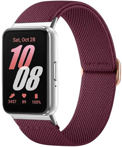 CeMiKa Sport Nylon Armbänder Kompatibel mit Samsung Galaxy Fit 3 Armband - Elastische Verstellbare Ersatzarmband für Galaxy Fit 3 Armband für Damen Herren, Weinrot