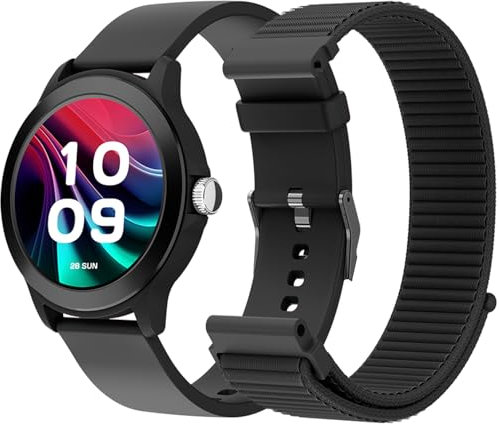 SPC Smartee Duo Vivo 2 - Smartwatch Reloj Inteligente con Esfera Redonda AMOLED 1,32” | Llamadas Bluetooth | 2 Correas | 100 Deportes | IP68 | 8 días batería | Control App, Android/iOS - Negro