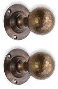 Infinity Decor Paire de poignées de porte en forme de boule martelée antique 45 mm – Idéal pour l'intérieur et l'extérieur