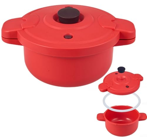 WIIYENA Microwave Pressure Cooker, Non-Staining Microwave Sauce Pan and Lid Quick Multifunction Steamer Rice Cooker Pasta Cookers Compact Kitchen Tool