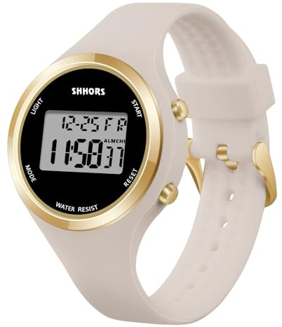 AOOSU Montre Digitale Femme, LED Montre Numérique avec Chronomètre, Chronographe de Sport Bracelet en Silicone Fonction Réveil Cadran Lumineux Facile À Lire