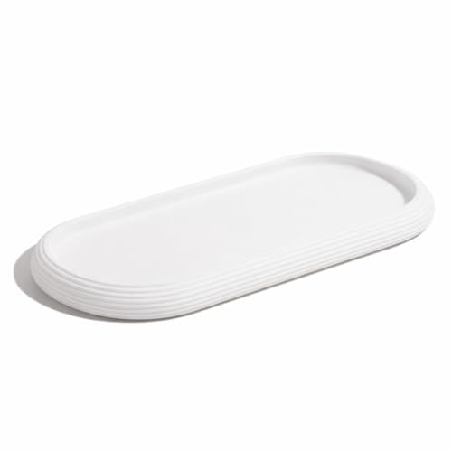 Blissilk Resin Vanity Tray, 26 x 11 x 2.3 cm Non Slip Bathroom Tray, Countertop Organizer for Perfume, Cosmetics, & Jewelry, Decorative Tray for Kitchen Sink, Bathroom, Dresser & Home Decor - White