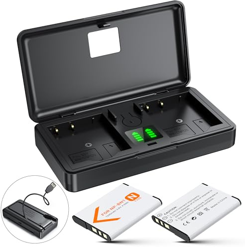 NP-BN1 Battery(2 Pack) and Charger(2CH) Set,Camera Accessories kit for Sony Lithium Ion NPBN1,DSC-WX30,WX50,WX100,WX150,WX200,TX100V,X30,TX10,TF1,WX220,Replacement Rechargeable Dual Batteries Case