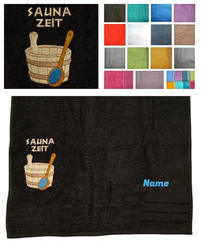 Handmade Handtuch 50 x 90 cm Wellness Sauna bestickt Wunschtext Name Geschenk Wunschfarbe personalisiert