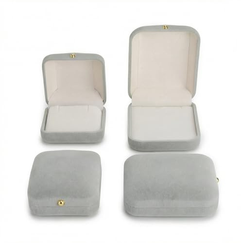 2pcs Schmuck Geschenkbox, Samt Kleine Schmuckkästchen, Schmuckschatulle Kette, Schmuckschachtel Klein, Schmucketui, hellgrauer Flanell schmuckbox schmuckaufbewahrung für Halskette Anhänger Ohrstecker