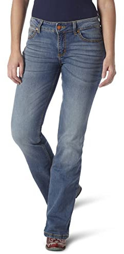 Wrangler Women's Retro Mid Rise Boot Cut Jean, Dark Blue, 9W x 36L