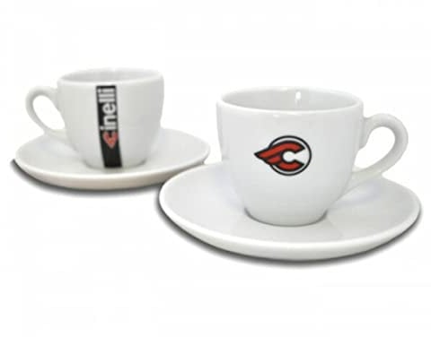 Cinelli Espresso Cups & Saucers, White, Set of 2