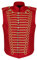 Ro Rox Herren Punk Militär Schlagzeuger Ärmellos Parade Jacke - Rot & Gold (XL)