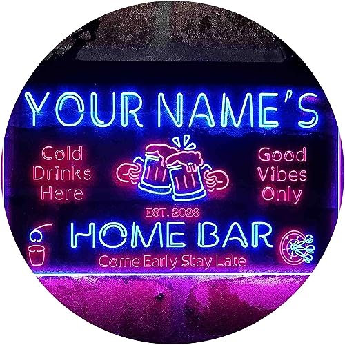 ADVPRO Personalized Your Name Custom Home Bar Beer Established Year Dual Color LED Barlicht Neonlicht Lichtwerbung Neon Sign Red & Blue 300mm x 210mm st6s32-p1-tm-rb