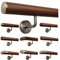 TIBU Ami Nussbaum Geländer Handlauf Treppe Holz Griff gewinkelt Edelstahlhalter, Länge 30-500 cm - Variante: 310 cm mit 4 Halter und Ende leicht gewölbte Edelstahlkappe