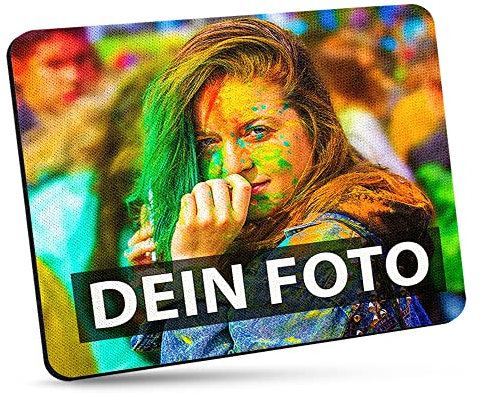 Bedrucktes Mauspad mit eigenem Foto und Text indivduell selbst gestalten - rutschfestes Stoff-Mousepad für Computer und Laptop - Rechteck - 23cm x 19cm - Stärke 1,5mm