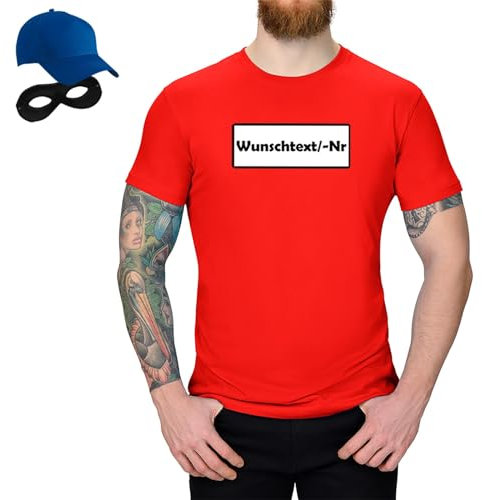 Jimmys Textilfactory T-Shirt & Tütü Panzerknacker Karneval Kostüm Set & Tüllrock XS-5XL Herren Verkleidung Fasching Outfit Rosenmontag Karnevalszug JGA, Größe:M, Set: Klassik, Logo: Wunsch-Nr