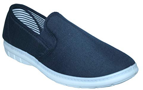 Mens Wider Fitting Casual Holiday Beach Walking Canvas Pump Trainers Deck Shoes Loafer Size 6-13 (Brett Navy, UK Footwear Size System, Adult, Men, Numeric, Medium, 8)