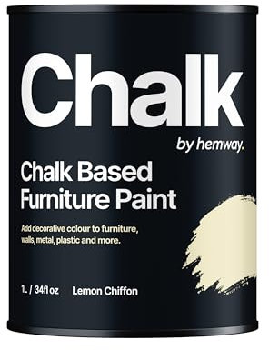 Hemway - Chalk Based Furniture Paint - Lemon Chiffon Yellow 1 L | Chalky Matt Shabby Chic Finish for Interior & Exterior Home Decor | Quick Dry & All-in-one
