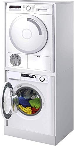 Negrari: Mobile Colonna Porta Lavatrice e Asciugatrice 6008ALKR in nobilitato idrofugo, Resistente all'umidità, Elevata stabilità, Piedini regolabili, Kit di montaggio, 70L x 60,5P x 181H, Bianco