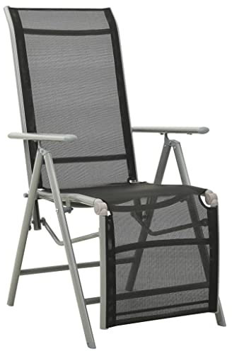vidaXL Garten Liegestuhl Gartenstuhl Sonnenliege Gartenliege Relaxliege Klappstuhl Terrassenstuhl Balkonstuhl Gartenmöbel Textilene Aluminium Silbern