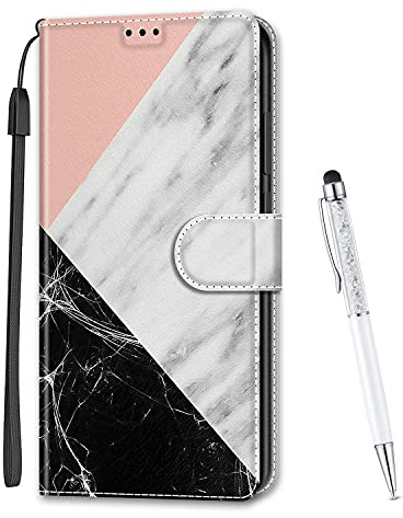 MadBee Compatible with iPhone SE(2020) / iPhone 8 / iPhone 7 Case 4.7 Inch, Full Body Colorful Pattern Design Flip Magnetic Detachable PU Leather Wallet Case Cover (Marble B)