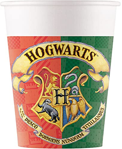 Procos 93506 - Party-Becher Harry Potter, max. Füllmenge 200 ml, 8 Stück, Einwegbecher aus Papier, Kindergeburtstag, Party-Geschirr, FSC® Mix