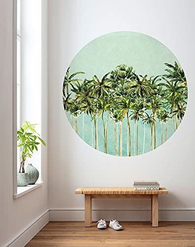 Komar DOT runde und selbstklebende Vlies Fototapete - Coconut Trees - Ø Durchmesser 125 cm - Palmen, Strand, Miami, Tapete, Wandtattoo, Schlafzimmer, Wohnzimmer, Wanddeko - D1-093