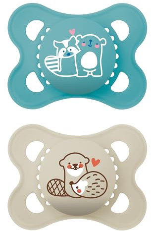 MAM Original Matte Baby Pacifier, Nipple Shape Helps Promote Healthy Oral Development, Sterilizer Case, Boy, 0-6 (Pack of 2)