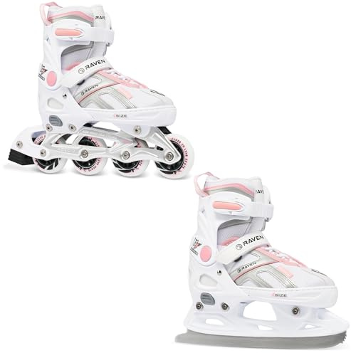RAVEN Pulse Inline Skates Inliner für Kinder und Erwachsene OPTIONAL 2in1 mit Schlittschuhen verstellbar