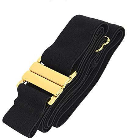 Tights Up - Verstellbarer elastischer Gürtel für Damen und Herren | Unsichtbarer Stretchgürtel mit flacher Schnalle und rutschfester Gel-Rückseite - Schwarzes Gold