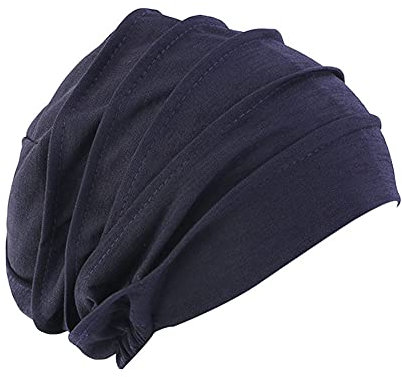 Uposao Chemo Kopftuch für Frauen, Baumwolle Bandana Turban Muslim Bandana Kopftücher Headwrap Hijab Bonnet Kopfbedeckung Schlafmütze Muslimisches Chemotherapie-Kappe Kopftuch,Dunkelblau